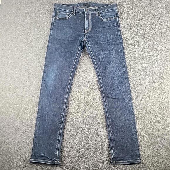 Uniqlo Selvedge Jeans Mens 34x33 Raw Japanese Kaihara Fabric Slim Straight Low - Picture 2 of 9